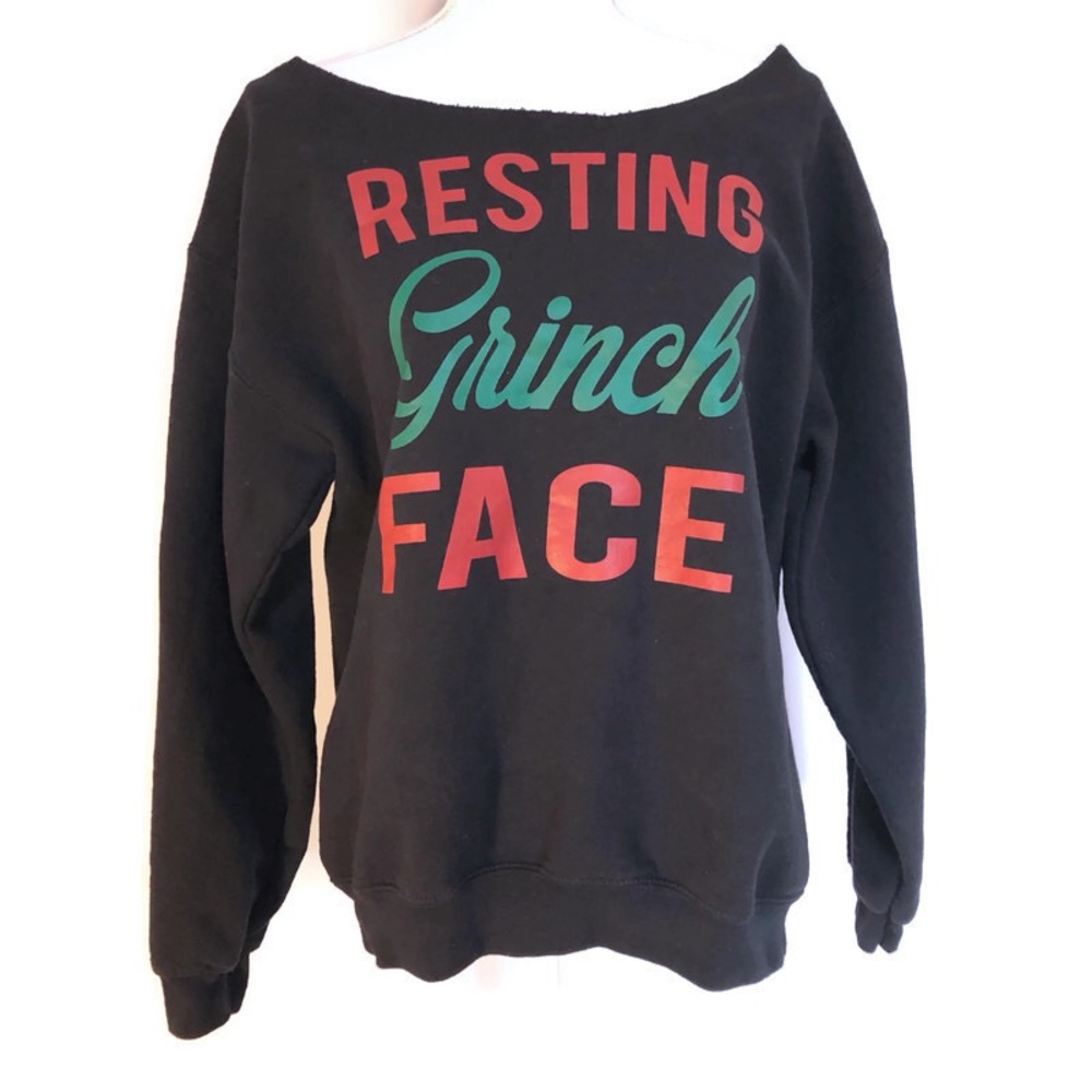 "Resting Grinch Face" Off Shoulder Sweatshirt